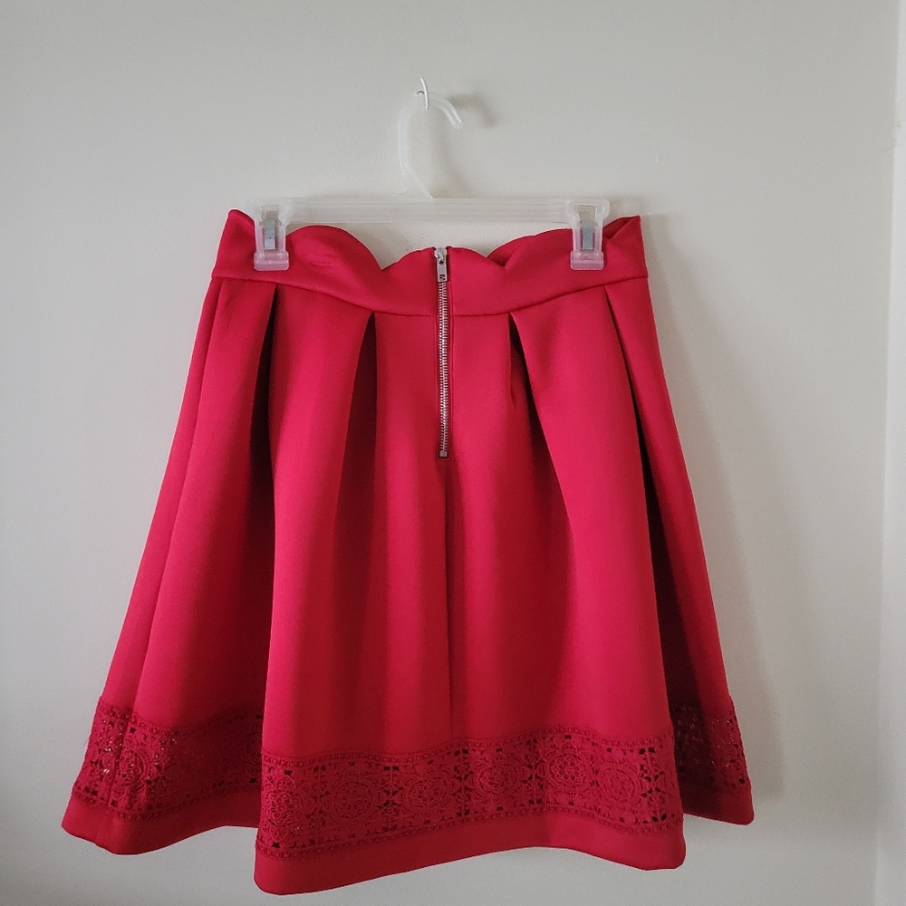 Blue Rain Francescas Red Scallop Hem Lace Trim Red Skirt New - Picture 8 of 11